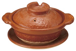 赤楽5号鍋（受皿付）  【日本製    陶器】