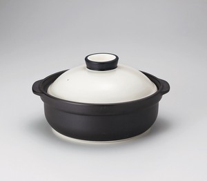 宴白/黒6号鍋  【日本製    陶器】