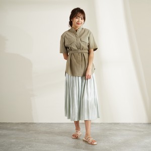 Button Shirt/Blouse Canvas Cotton Linen