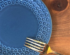 印花型　紺マット　5.0皿　16cm【日本製　パン皿　ケーキ皿　取り皿　和食器　陶器　織部】ヤマ吾陶器