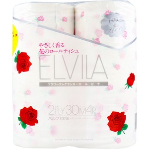四国特紙 トイレットペーパー フラワーフレグランス エルビラ バラの香り ダブル 30m×4ロール