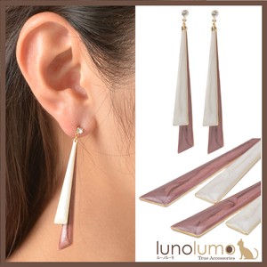Pierced Earringss Bicolor Pink Triangle Ladies'