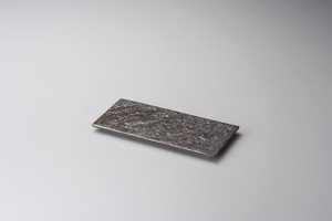 金結晶23.5cm長角皿  【日本製    磁器】