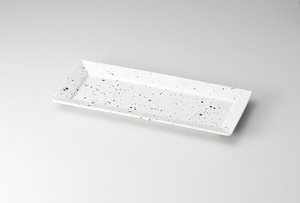 白斑点スクウェアー29cm長角皿  【日本製    陶器】