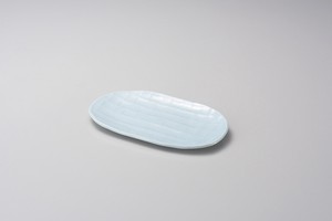 青磁 小判焼物皿  【日本製    強化磁器】