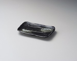 削ぎ型焼物皿（黒）  【日本製    磁器】