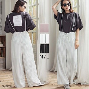 Pants Lace-up Stripe Overall 7 216 All-in-one wide pants