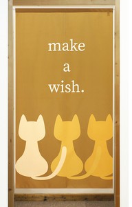 【受注生産のれん】「make_a_wish」【日本製】洋風 猫 コスモ 目隠し