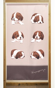 【受注生産のれん】「6匹の子犬」【日本製】洋風 犬 コスモ 目隠し