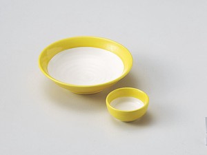 黄白刺身鉢・千代口  【日本製    強化磁器】
