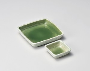 緑青磁5.0正角鉢・千代口  【日本製    強化磁器】