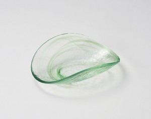 墨流し小判皿 （ガラス）  【日本製    ガラス】
