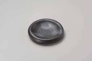 黒オリベ 鉄吹丸たわみ鉢  【日本製    陶器】