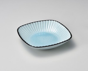 黒土化粧しのぎ6.5角鉢（ブルー）  【日本製    陶器】