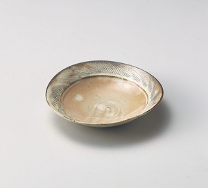 粉引櫛目楕円和皿  【日本製    陶器】