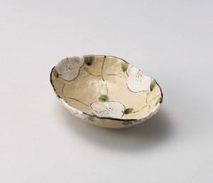 格子花楕円鉢  【日本製    陶器】