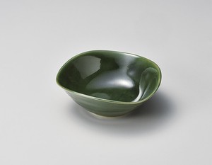 織部釉三方鉢  【日本製    陶器】