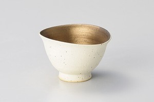焼〆金彩楕円小鉢  【日本製    陶磁器】