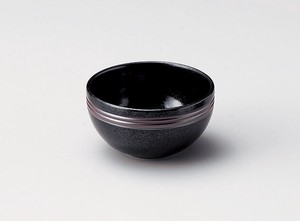 黒結晶筋彫深口ボール  【日本製    磁器】