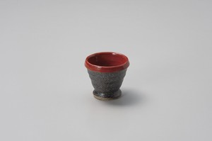 鉄釉赤高台珍味  【日本製    陶器】
