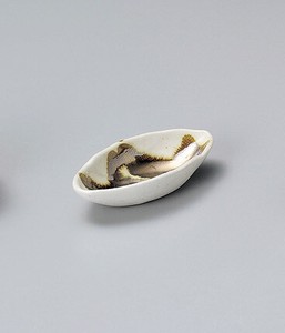 金彩粉引楕円10cm鉢  【日本製    陶器】