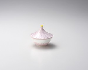 ピンク菊かさ型円菓子碗  【日本製    磁器】