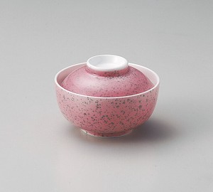 ピンク紺吹菓子碗  【日本製    磁器】