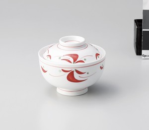 赤絵円菓子碗  【日本製    強化磁器】
