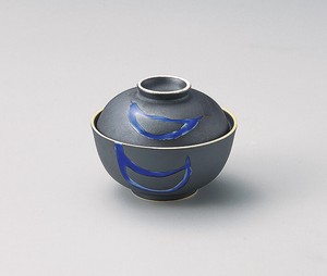 黒釉ルリ流し円菓子碗  【日本製    磁器】