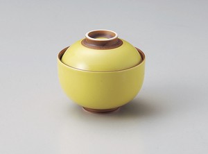 黄釉円菓子碗  【日本製    磁器】