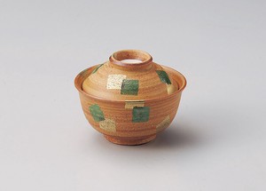 金緑彩円菓子碗  【日本製    陶器】
