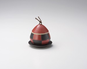 赤市松クリむし碗（大）  【日本製    陶器】