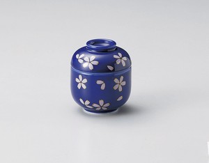 藍染桜ふぶきミニむし碗  【日本製    強化磁器】