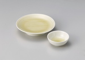 黄白磁6.0高台皿  【日本製    強化磁器】