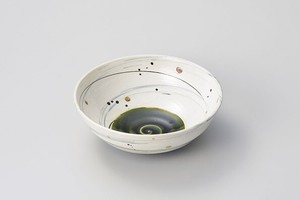 織部粉引乱線 盛鉢  【日本製    陶器】