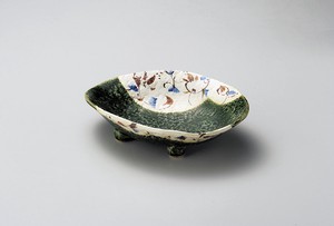 彩塗り分け織部鉢  【日本製    陶器】