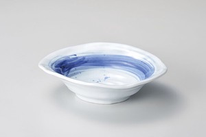 青空楕円大鉢  【日本製    磁器】
