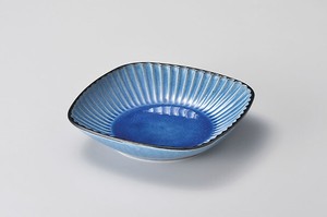 黒土化粧しのぎ6.5角鉢（トルコ）  【日本製    陶器】