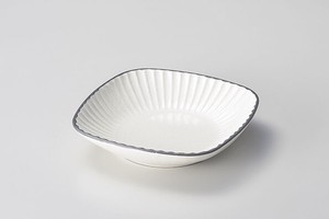 黒土化粧しのぎ6.5角鉢（ホワイト）  【日本製    陶器】