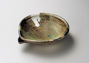 三彩流し片口7.0平鉢  【日本製    陶器】