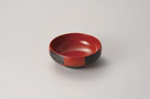 筋彫赤市松53ボール  【日本製    陶器】