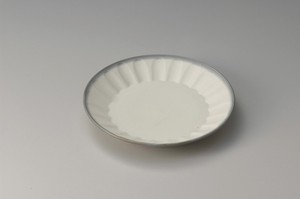 ホワイト グレーしのぎ型8.0皿  【日本製    磁器】