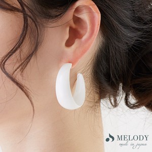 Pierced Earrings Titanium Post Rhinestone White black Jewelry Ladies' Simple Made in Japan