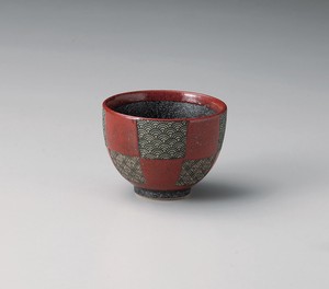 赤市松青海波姫丼（大）【日本製  陶器  】