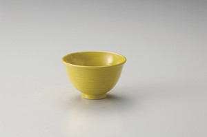 黄交跡釉千段反4.0丼【日本製  陶器  】