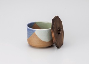 三色掛飯器（杉蓋付）【日本製  陶器  】