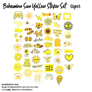 Sticker Sticker 50 Pcs Band Bohemian Yellow Set Band Smile