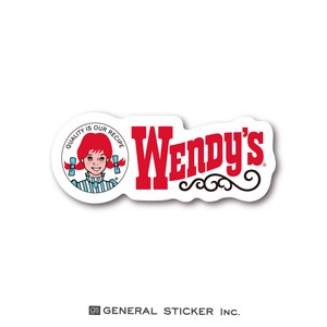 ウェンディーズ ステッカー Sサイズ ウェンディーちゃん ロゴ 白 WENDY'S ライセンス商品 WEN008 2020新作