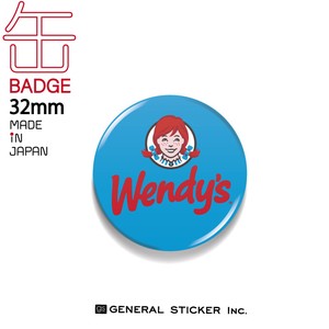 ウェンディーズ 缶バッジ 32mm BLUE ウェンディーちゃん WENDY'S ライセンス商品 WEN023 2020新作