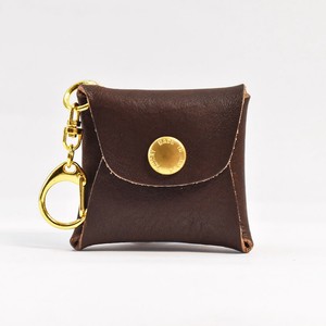 Tochigi Leather Key Ring Attached Square Coin Case Coin Purse Men's Ladies Brown